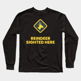 Reindeer Sighted Here! Yellow Long Sleeve T-Shirt